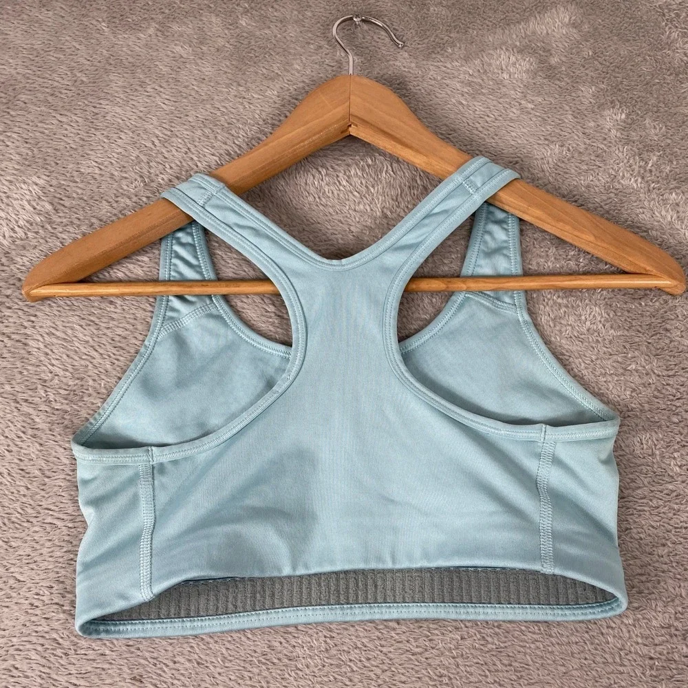 Nike Sports Bra Womens Small Light Blue Dri-Fit Racerback Swoosh Activewear